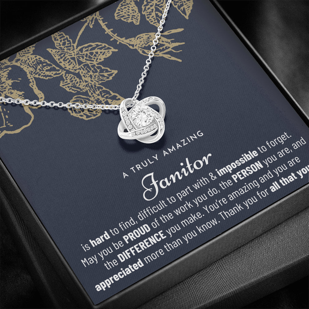 Gift For Female Janitor, Janitor Gift, Janitor Appreciation Gift, Birthday, Love Knot Necklace