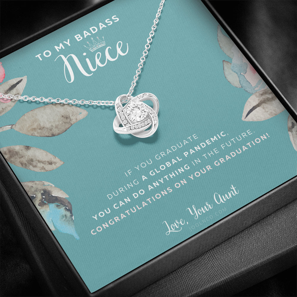 Love Knot Necklace, To My Badass Niece, Straighten Your Crown Necklace, Aunt Niece Necklace, Niece Graduation Gift, Graduation on Pandemic