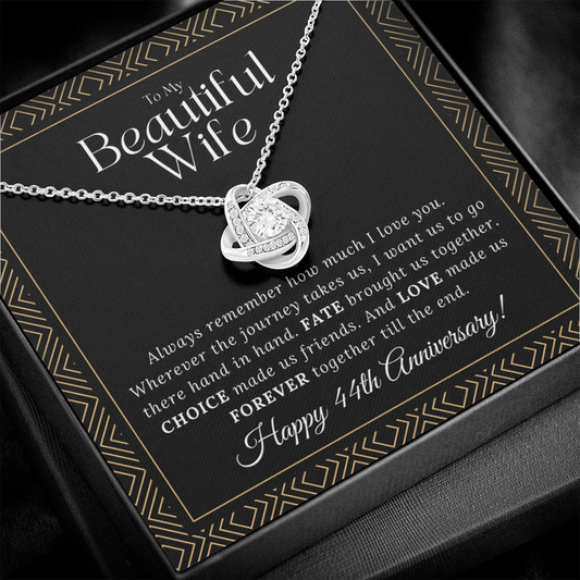 44 Year Anniversary Gift For Wife - Love Knot Necklace