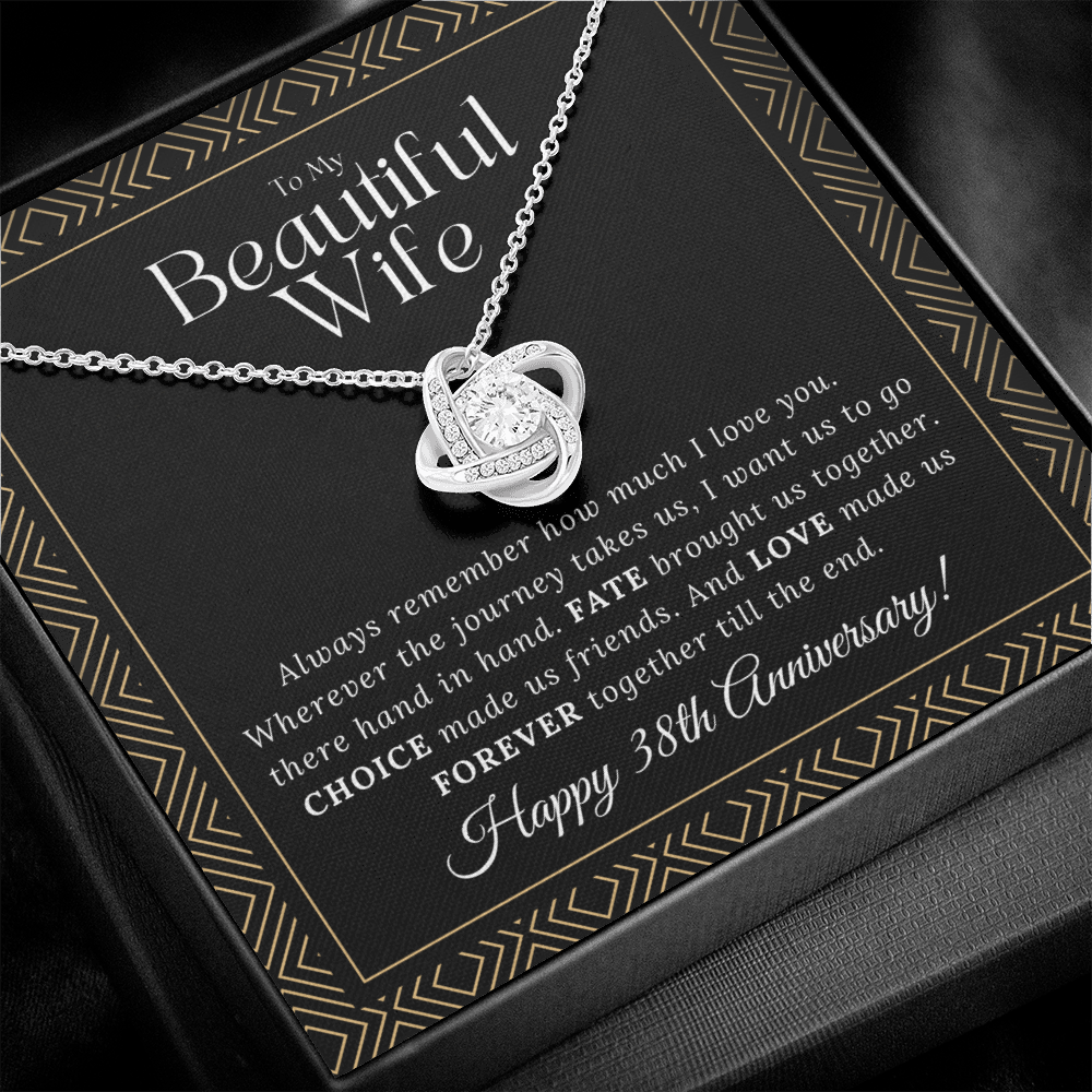 38 Year Anniversary Gift For Wife - Love Knot Necklace