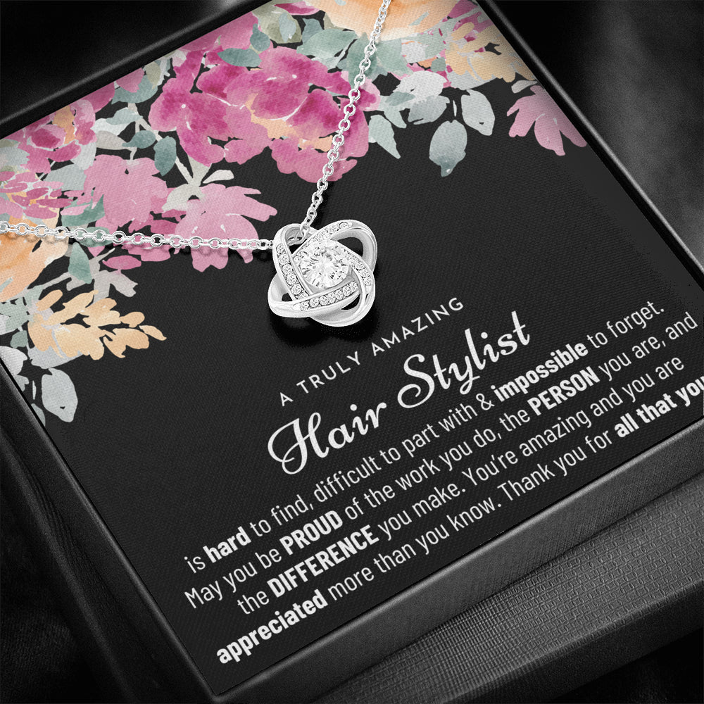 Gift For Female Hairstylist, Hairstylist Retirement Gift, Hairstylist Appreciation Gift, Birthday, Love Knot Necklace