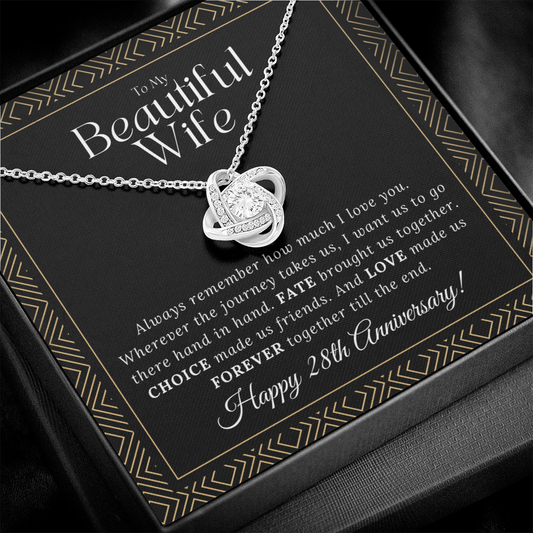 28 Year Anniversary Gift For Wife - Love Knot Necklace