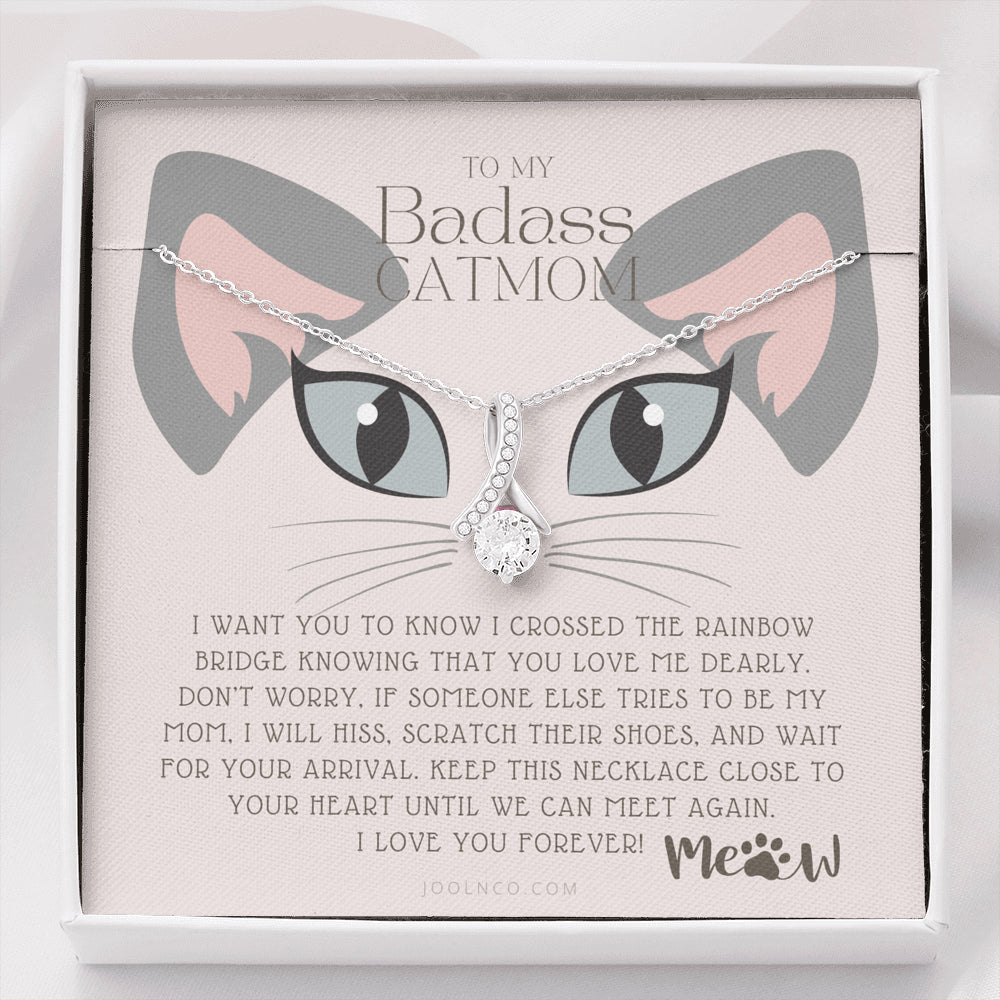 catmom6 ALLURING BEAUTY NecklaceALLURING BEAUTY Necklace, To My Badass Cat Mom, Until We Can Meet Again Necklace, Loss of Cat memorial necklace, Cat loss gifts, Rainbow Bridge Cat, Pet sympathy gift