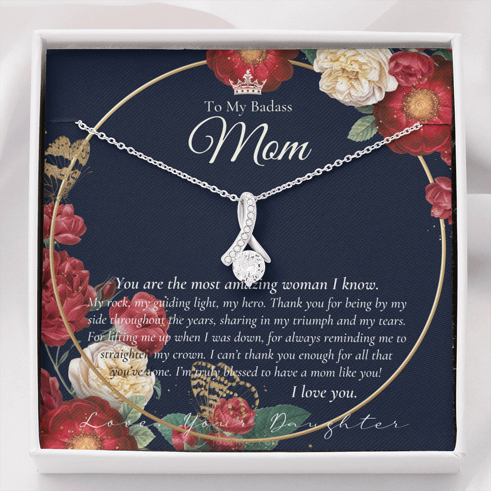 ALLURING BEAUTY Necklace | To My Badass Mom Necklace | Mother’s Day Gift | Daughter to Mom Gift | Gift from Daughter to Mom on Wedding Day | Mom gift | Birthday Gift