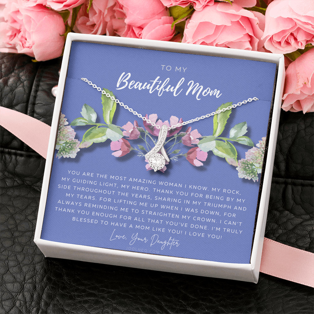 ALLURING BEAUTY Necklace | To My Beautiful Mom Necklace | Beautiful Mom Gift | Mother’s Day Gift | Birthday Gift | Gift from Daughter on Wedding Day