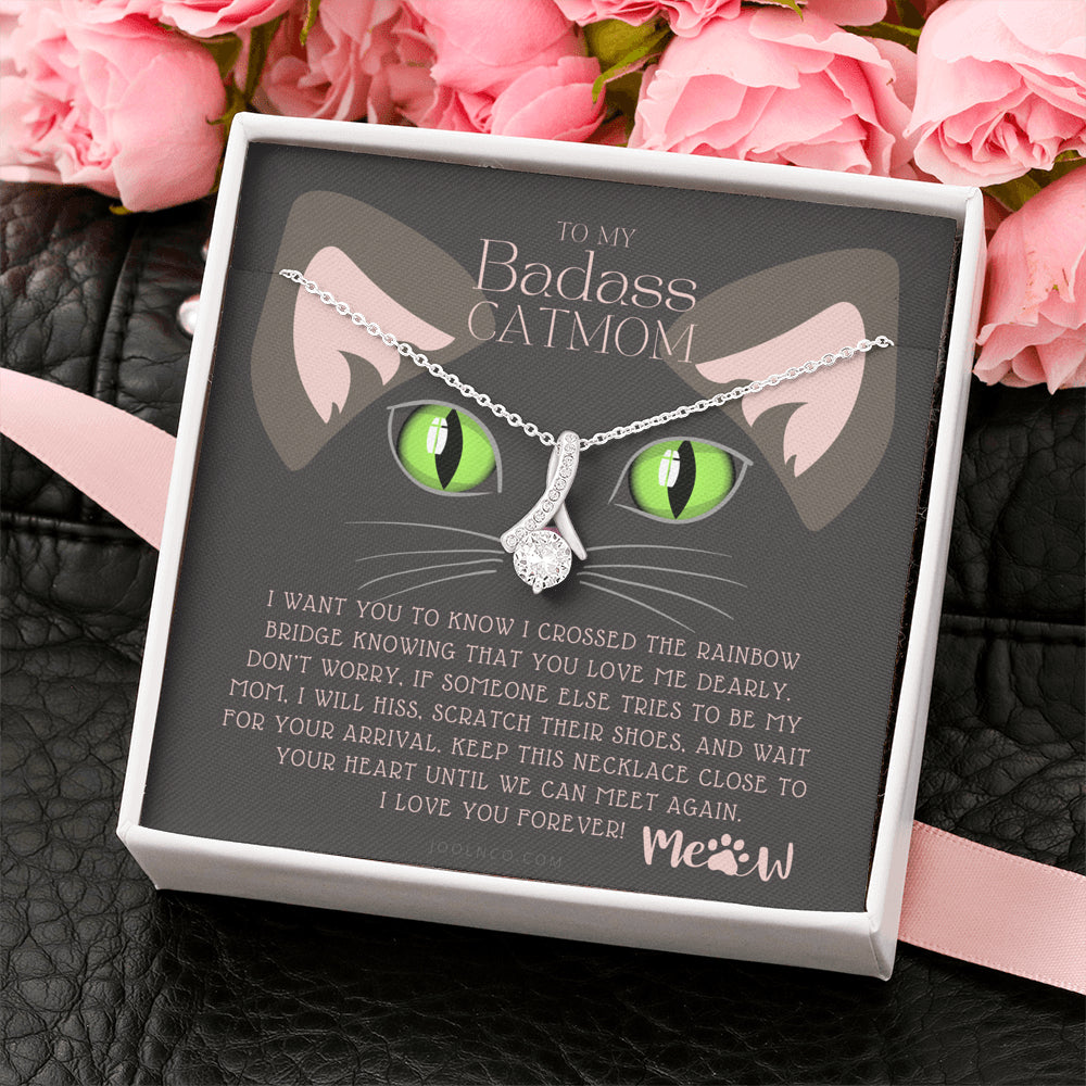 ALLURING BEAUTY Necklace, To My Badass Cat Mom, Until We Can Meet Again Necklace, Loss of Cat memorial necklace, Cat loss gifts, Rainbow Bridge Cat, Pet sympathy gift