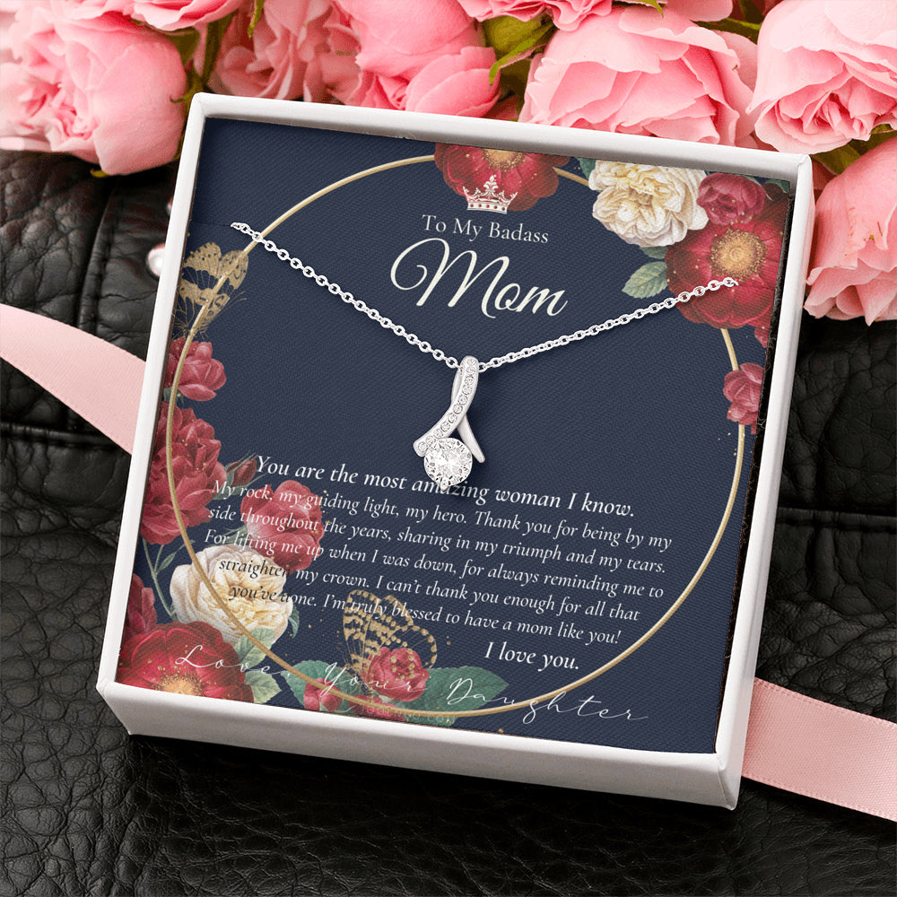 ALLURING BEAUTY Necklace | To My Badass Mom Necklace | Mother’s Day Gift | Daughter to Mom Gift | Gift from Daughter to Mom on Wedding Day | Mom gift | Birthday Gift