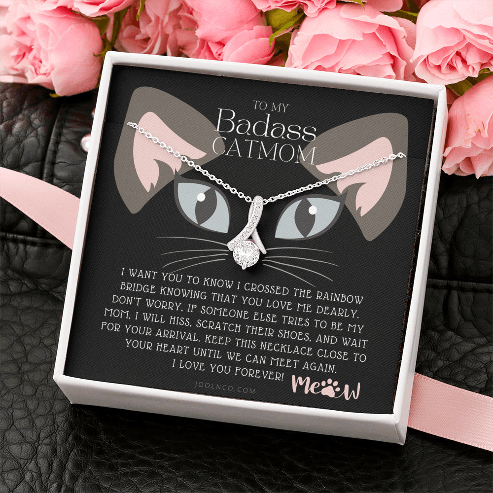ALLURING BEAUTY Necklace, To My Badass Cat Mom, Until We Can Meet Again Necklace, Loss of Cat memorial necklace, Cat loss gifts, Rainbow Bridge Cat, Pet sympathy gift