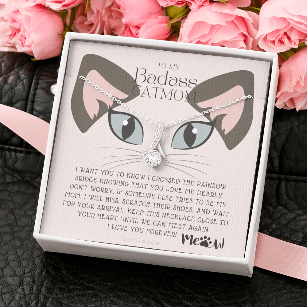 ALLURING BEAUTY Necklace, To My Badass Cat Mom, Until We Can Meet Again Necklace, Loss of Cat memorial necklace, Cat loss gifts, Rainbow Bridge Cat, Pet sympathy gift