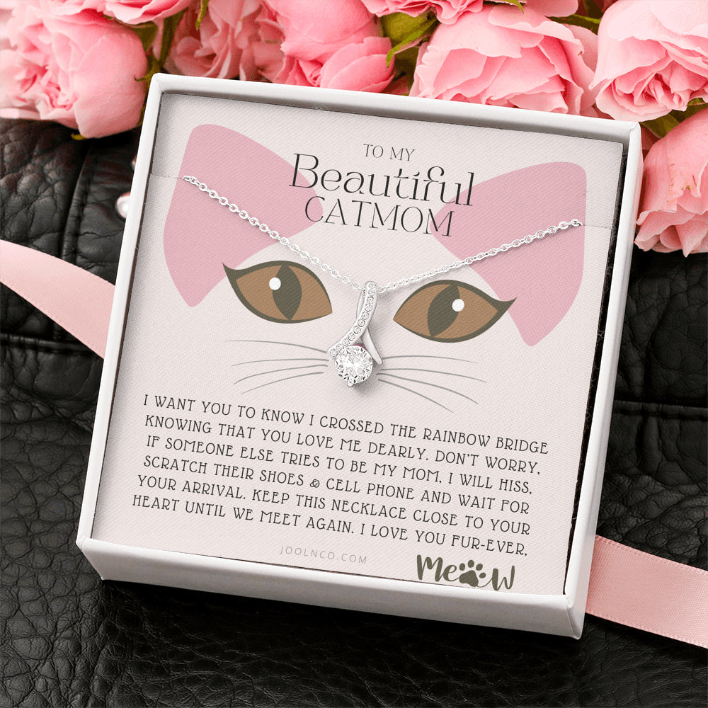 To My Cat Mama, To My Beautiful Cat Mom, Cat loss gifts, Rainbow Bridge Cat, Pet sympathy gift, Cat loss necklace, Until We Meet Again Necklace, Loss of Cat memorial necklace