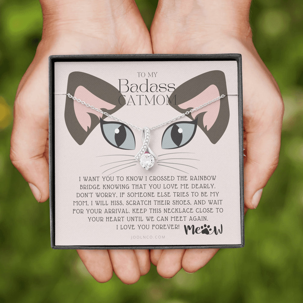 ALLURING BEAUTY Necklace, To My Badass Cat Mom, Until We Can Meet Again Necklace, Loss of Cat memorial necklace, Cat loss gifts, Rainbow Bridge Cat, Pet sympathy gift