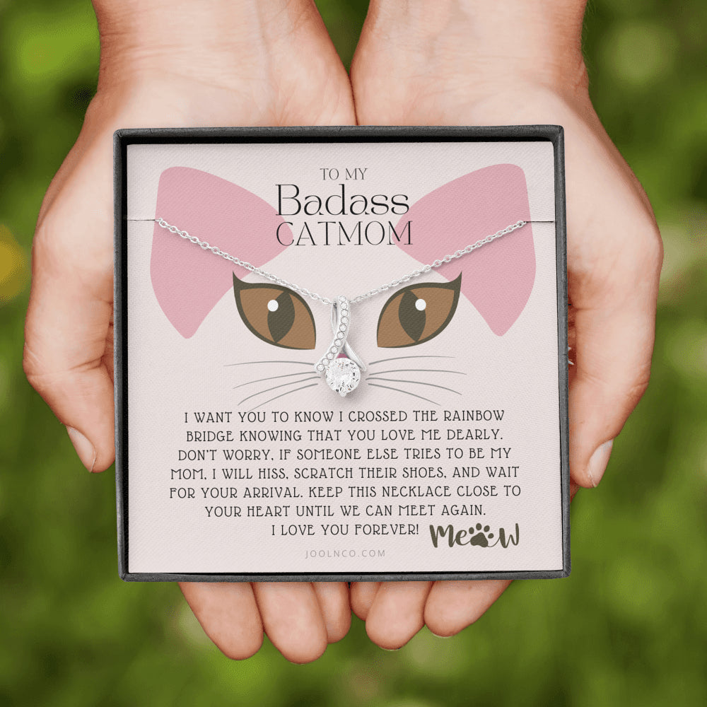 To My Badass Cat Mom, Until We Can Meet Again Necklace, Loss of Cat memorial necklace, Cat loss gifts, Rainbow Bridge Cat, Pet sympathy gift