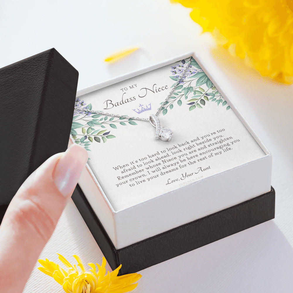 ALLURING BEAUTY Necklace, To My Badass Niece, Straighten Your Crown Necklace, Aunt Niece Necklace, Niece Birthday Gift, Niece Graduation Gift