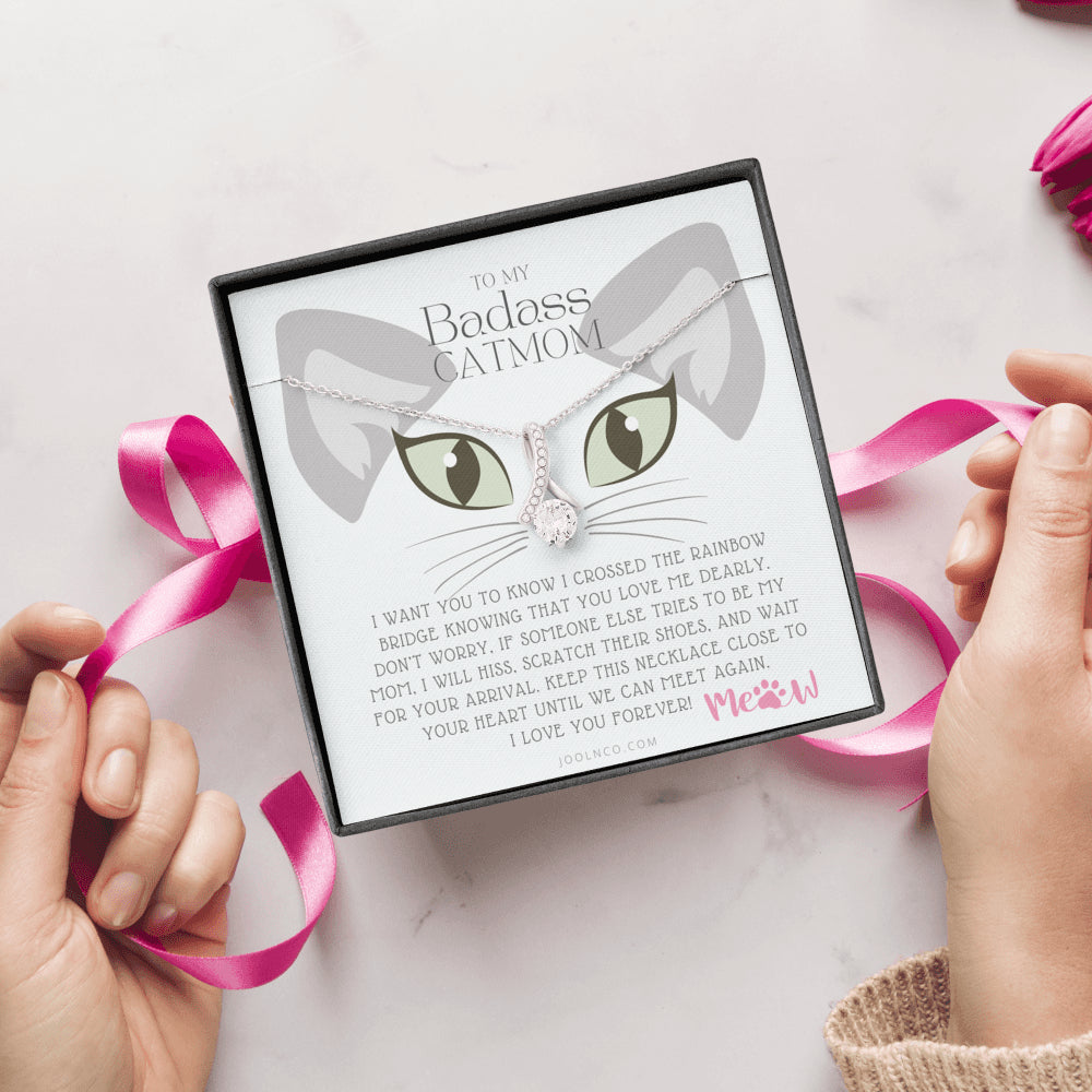 To My Badass Cat Mom, Until We Can Meet Again Necklace, Loss of Cat memorial necklace, Cat loss gifts, Rainbow Bridge Cat, Pet sympathy gift