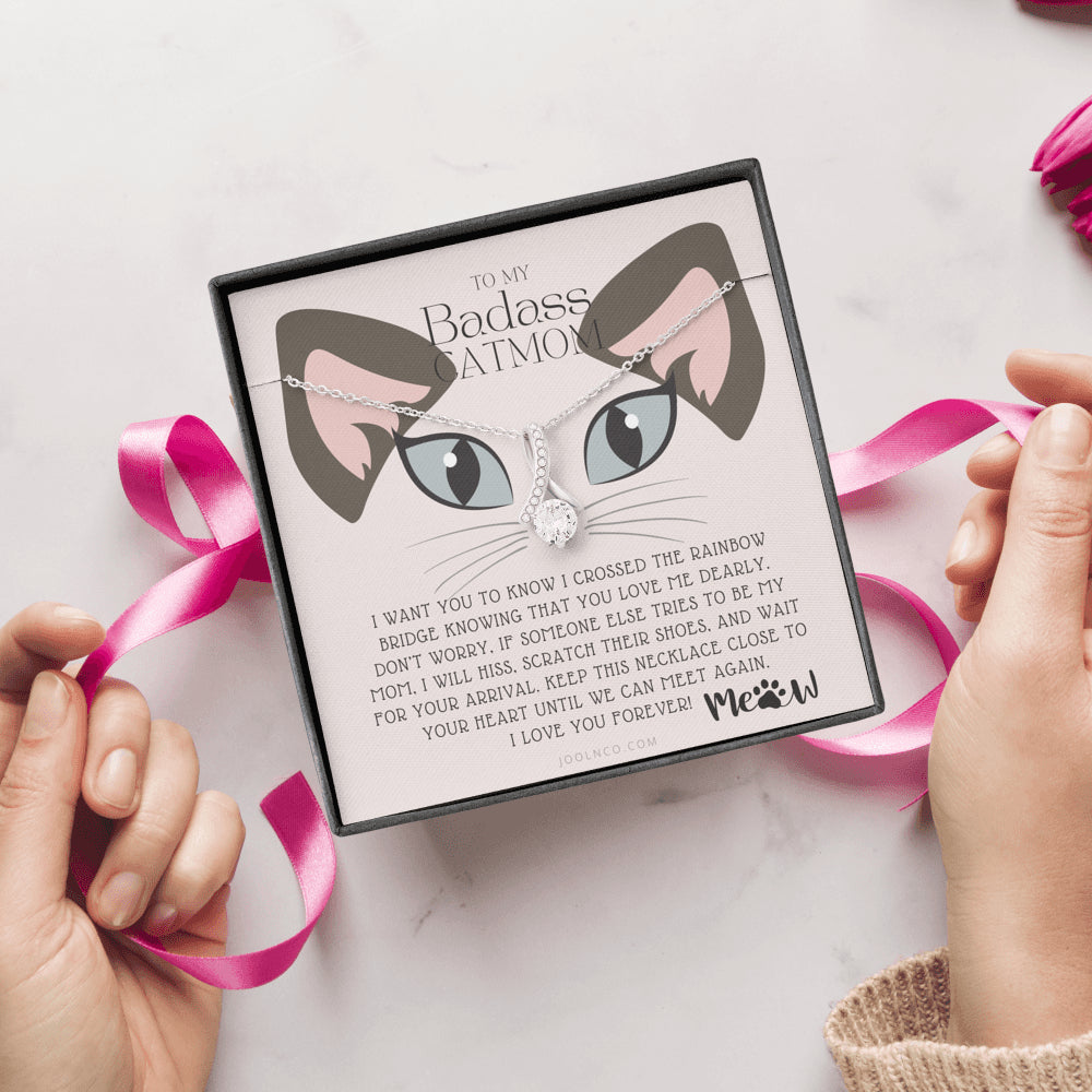 ALLURING BEAUTY Necklace, To My Badass Cat Mom, Until We Can Meet Again Necklace, Loss of Cat memorial necklace, Cat loss gifts, Rainbow Bridge Cat, Pet sympathy gift
