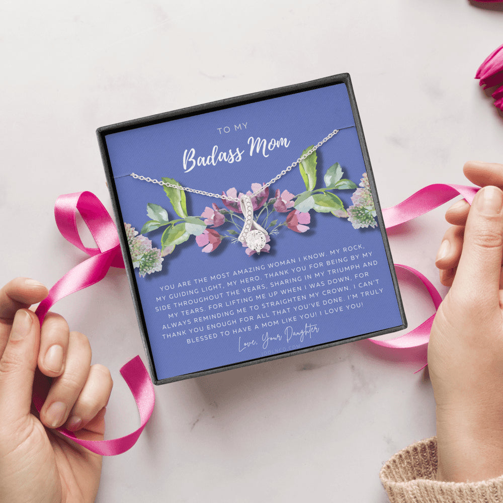 ALLURING BEAUTY Necklace | To My Badass Mom Necklace | Mother’s Day Gift | Daughter to Mom Gift | Gift from Daughter to Mom on Wedding Day | Mom gift | Birthday Gift