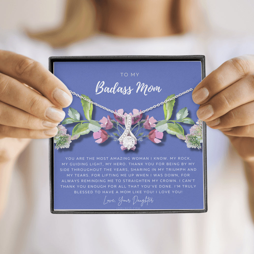 ALLURING BEAUTY Necklace | To My Badass Mom Necklace | Mother’s Day Gift | Daughter to Mom Gift | Gift from Daughter to Mom on Wedding Day | Mom gift | Birthday Gift