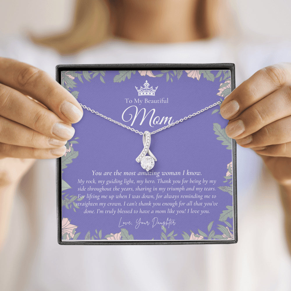 To My Beautiful Mom Necklace | Beautiful Mom Gift | Mother’s Day Gift | Birthday Gift for Mom | Gift from Daughter on Wedding Day