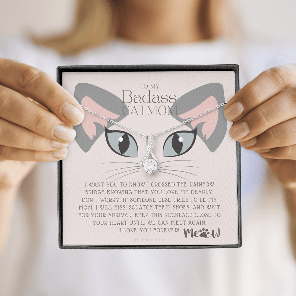 catmom6 ALLURING BEAUTY NecklaceALLURING BEAUTY Necklace, To My Badass Cat Mom, Until We Can Meet Again Necklace, Loss of Cat memorial necklace, Cat loss gifts, Rainbow Bridge Cat, Pet sympathy gift