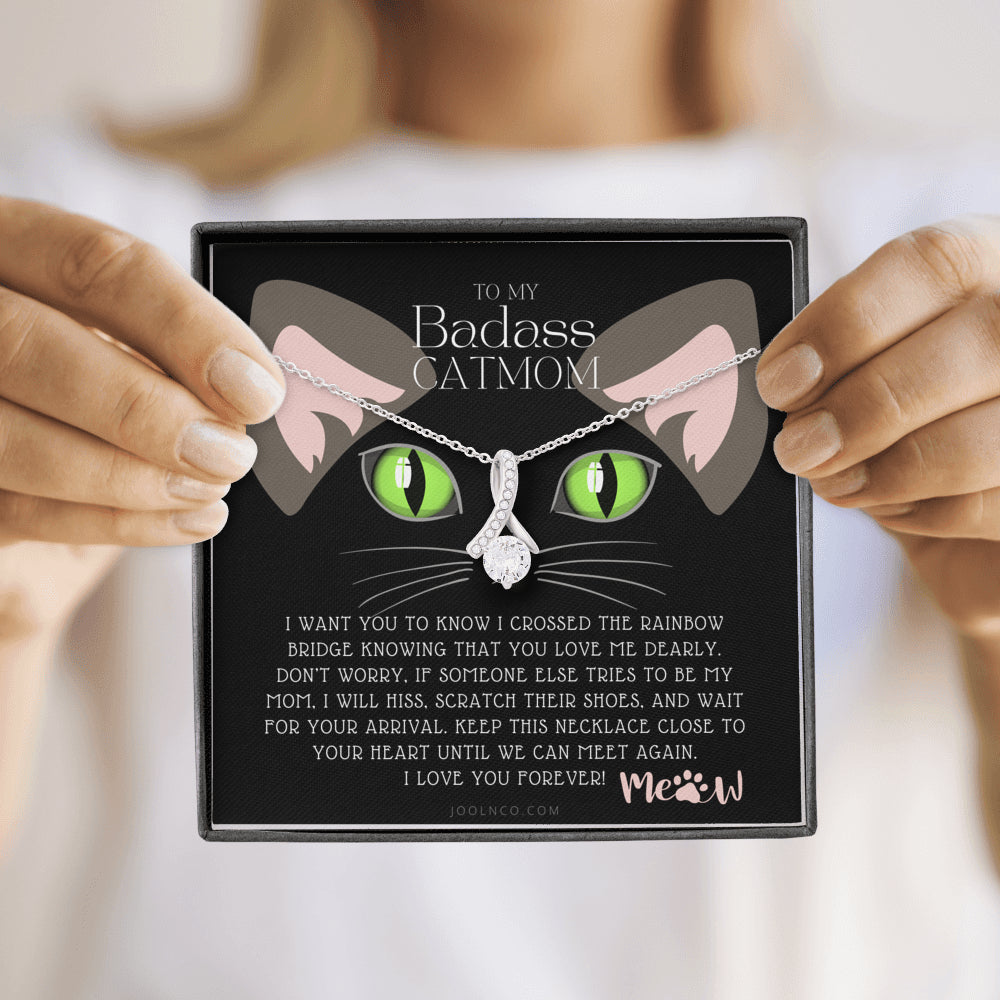 ALLURING BEAUTY Necklace, To My Badass Cat Mom, Until We Can Meet Again Necklace, Loss of Cat memorial necklace, Cat loss gifts, Rainbow Bridge Cat, Pet sympathy gift
