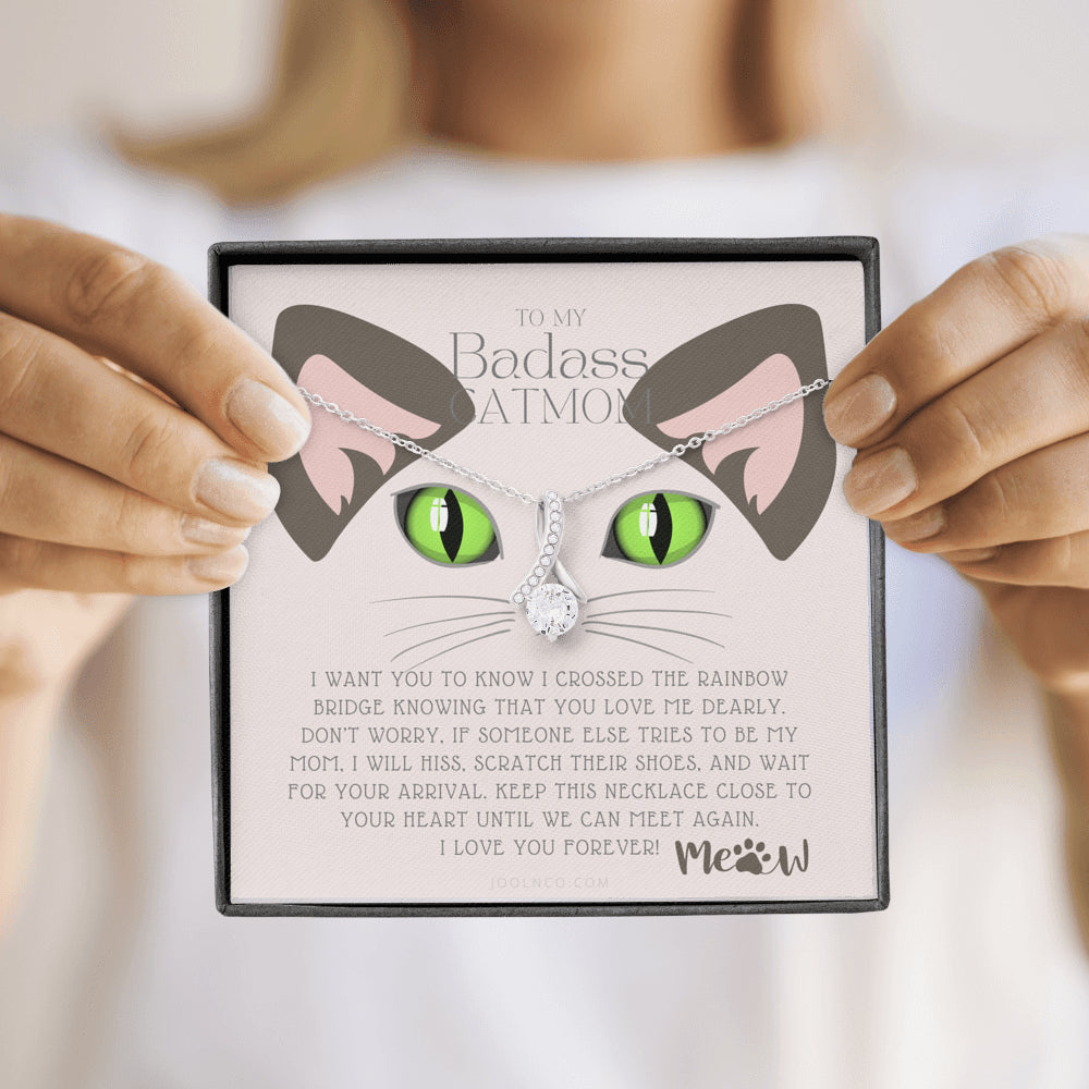 ALLURING BEAUTY Necklace, To My Badass Cat Mom, Until We Can Meet Again Necklace, Loss of Cat memorial necklace, Cat loss gifts, Rainbow Bridge Cat, Pet sympathy gift