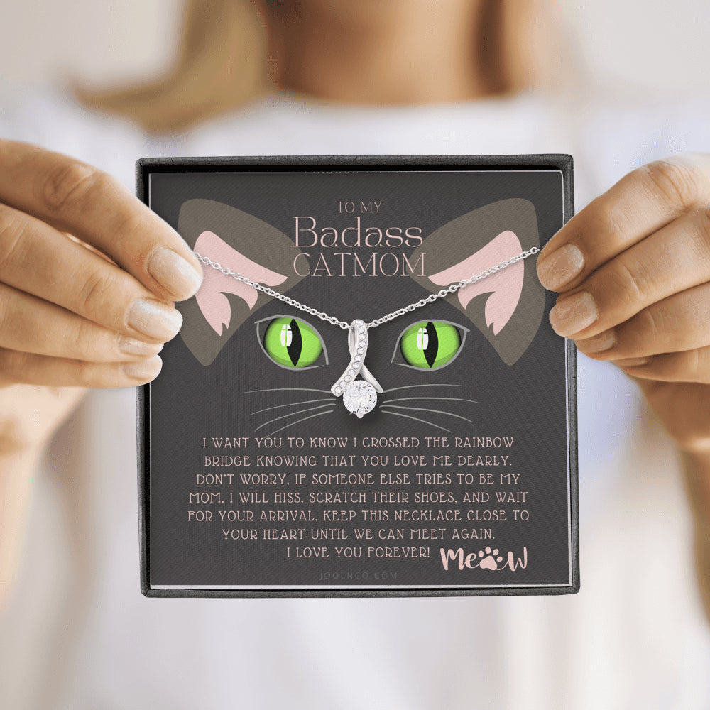 ALLURING BEAUTY Necklace, To My Badass Cat Mom, Until We Can Meet Again Necklace, Loss of Cat memorial necklace, Cat loss gifts, Rainbow Bridge Cat, Pet sympathy gift