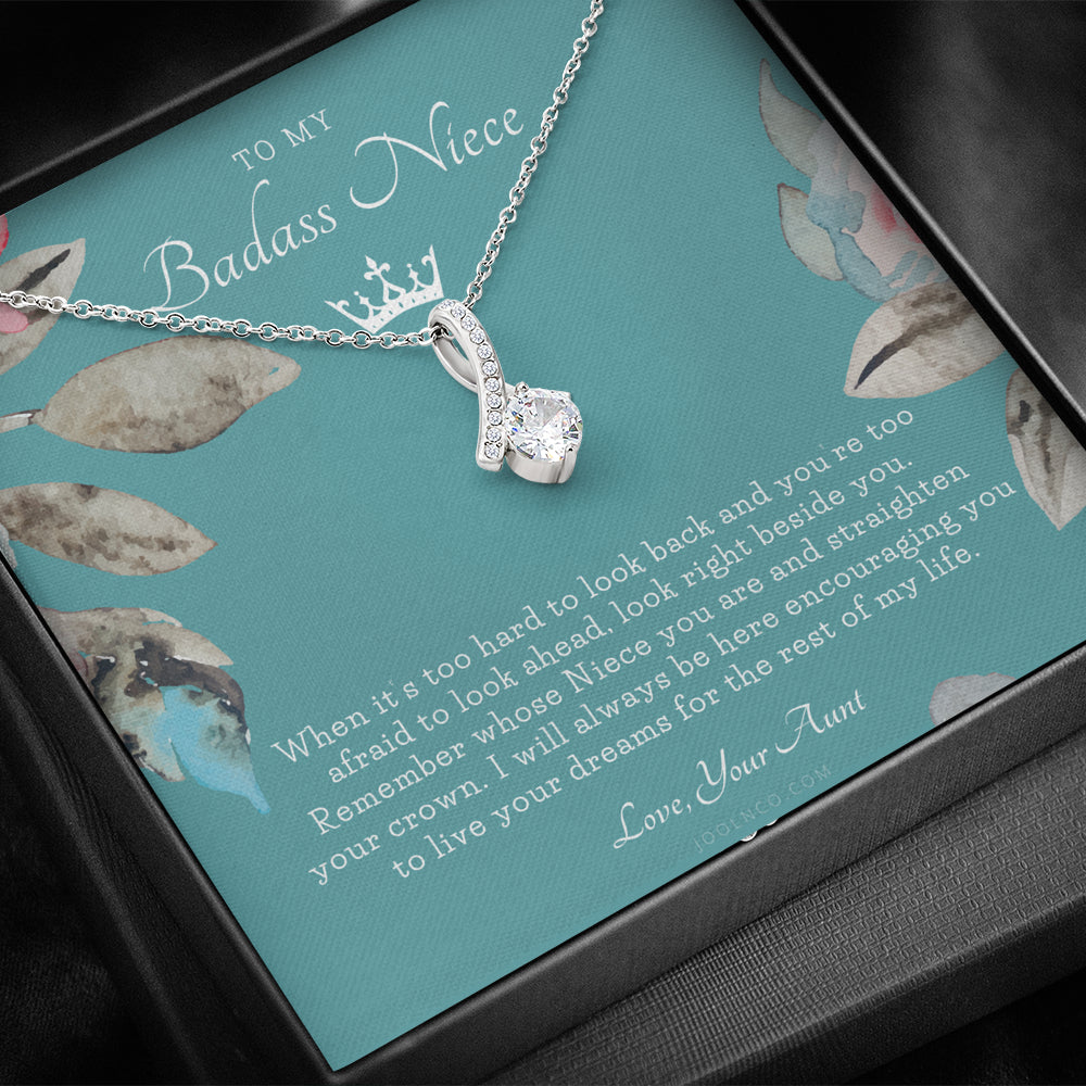 ALLURING BEAUTY Necklace, To My Badass Niece, Straighten Your Crown Necklace, Aunt Niece Necklace, Niece Birthday Gift, Niece Graduation Gift