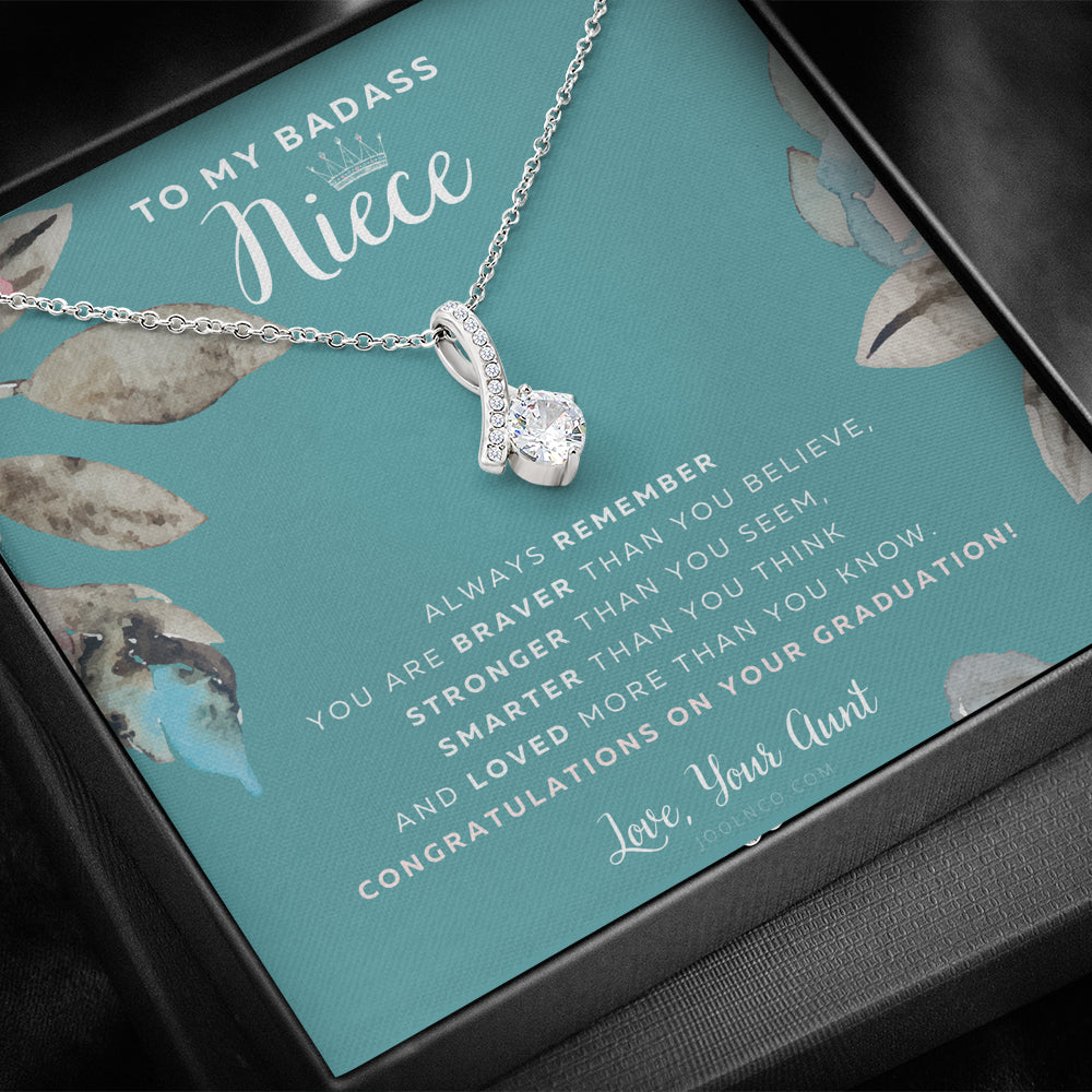 To My Badass Niece, Straighten Your Crown Necklace, Aunt Niece Necklace, Niece Graduation Gift