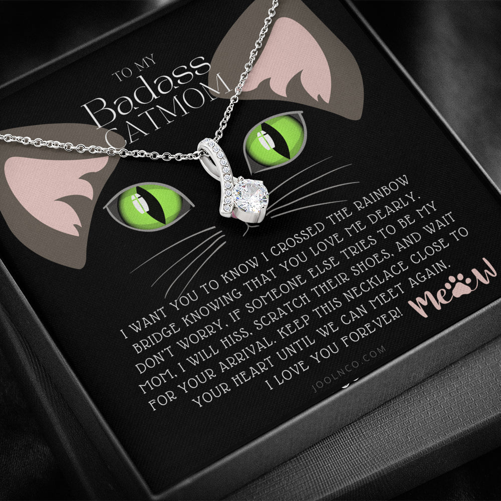 ALLURING BEAUTY Necklace, To My Badass Cat Mom, Until We Can Meet Again Necklace, Loss of Cat memorial necklace, Cat loss gifts, Rainbow Bridge Cat, Pet sympathy gift