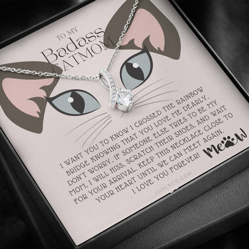 ALLURING BEAUTY Necklace, To My Badass Cat Mom, Until We Can Meet Again Necklace, Loss of Cat memorial necklace, Cat loss gifts, Rainbow Bridge Cat, Pet sympathy gift
