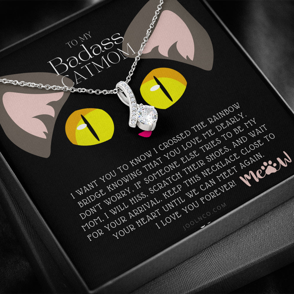 ALLURING BEAUTY Necklace, To My Badass Cat Mom, Until We Can Meet Again Necklace, Loss of Cat memorial necklace, Cat loss gifts, Rainbow Bridge Cat, Pet sympathy gift
