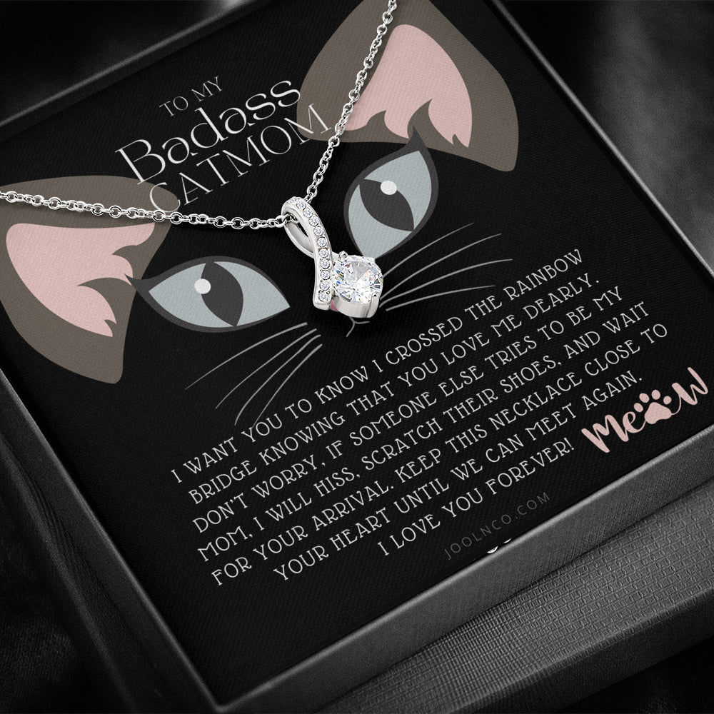 ALLURING BEAUTY Necklace, To My Badass Cat Mom, Until We Can Meet Again Necklace, Loss of Cat memorial necklace, Cat loss gifts, Rainbow Bridge Cat, Pet sympathy gift