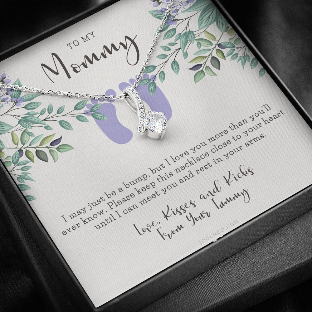 ALLURING BEAUTY Necklace | Mom to be gift | New Mommy Gift Necklace | Pregnant Wife Gift | I May Just Be A Bump But I Love You | To mummy from bump | To Mommy to be