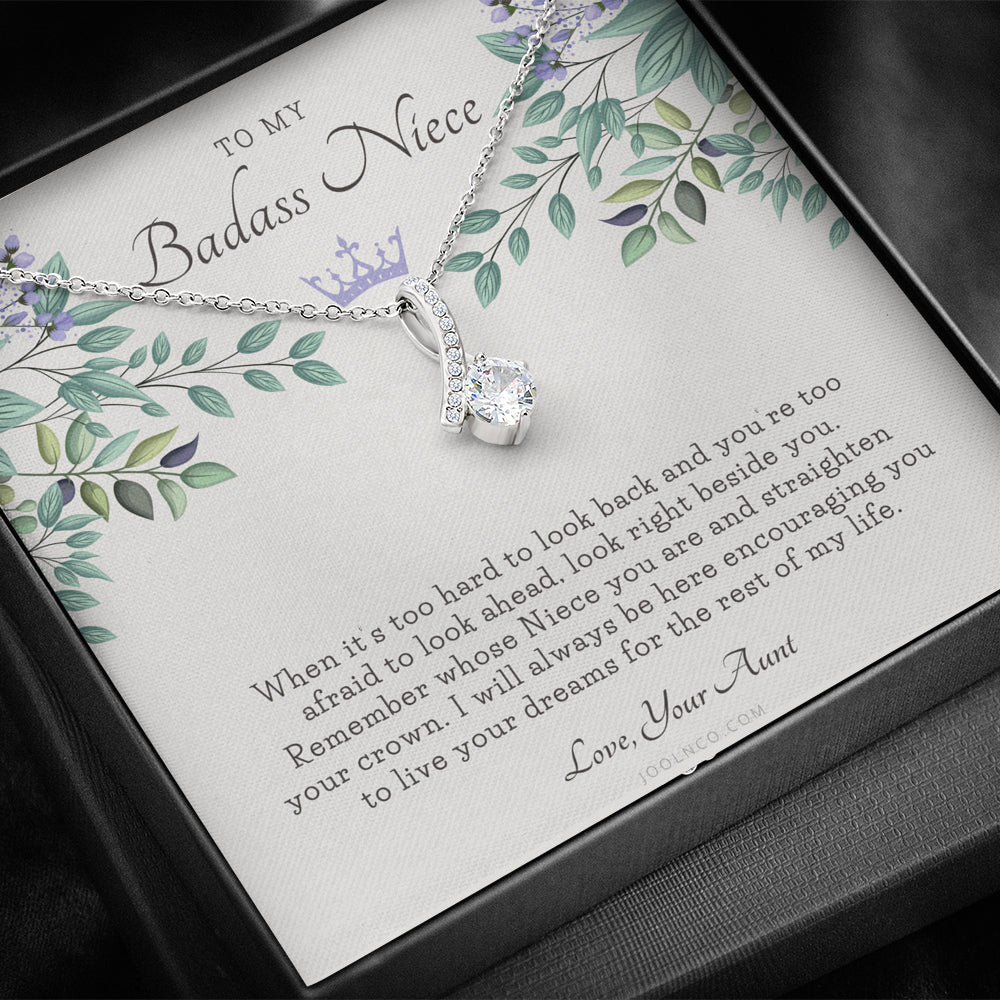 ALLURING BEAUTY Necklace, To My Badass Niece, Straighten Your Crown Necklace, Aunt Niece Necklace, Niece Birthday Gift, Niece Graduation Gift