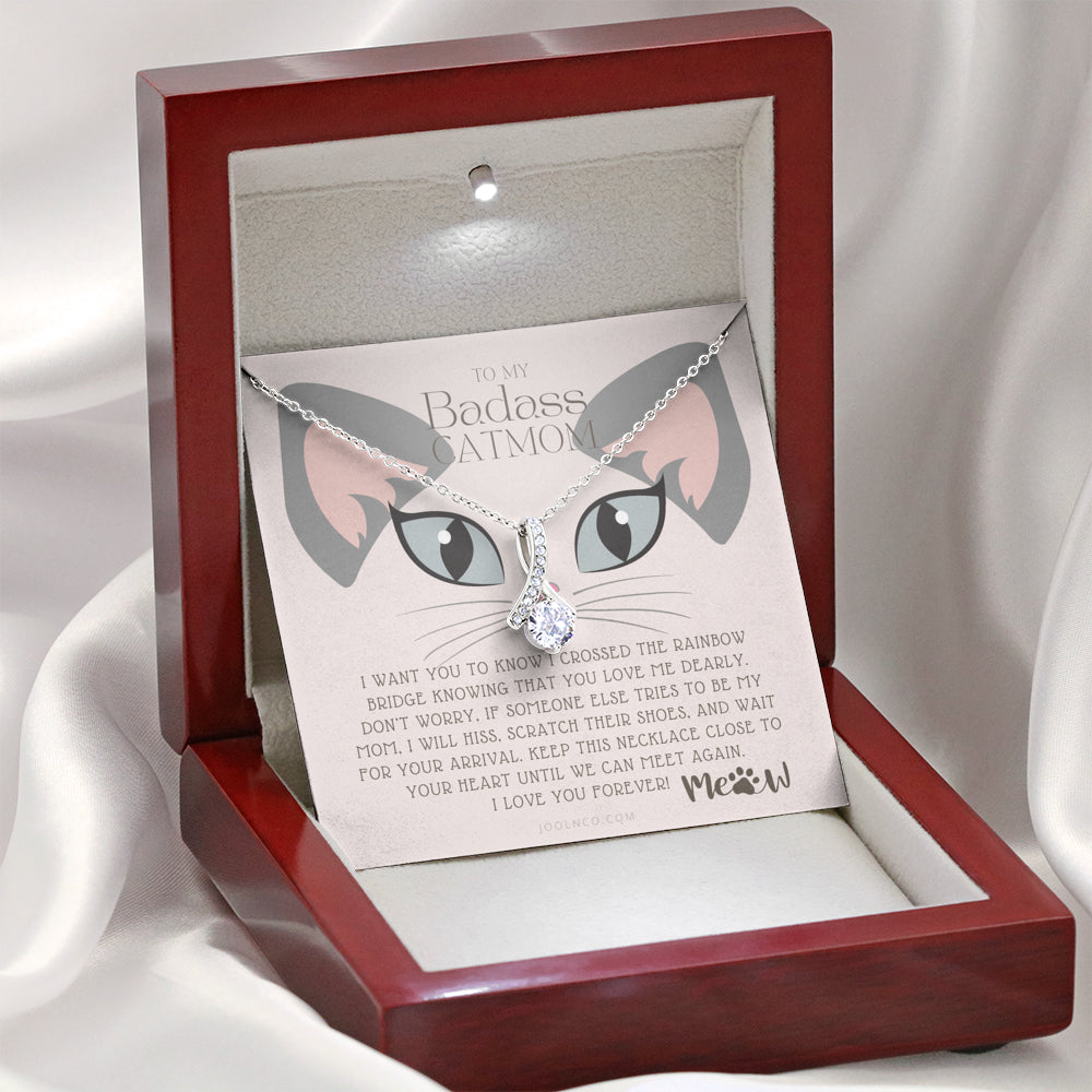 catmom6 ALLURING BEAUTY NecklaceALLURING BEAUTY Necklace, To My Badass Cat Mom, Until We Can Meet Again Necklace, Loss of Cat memorial necklace, Cat loss gifts, Rainbow Bridge Cat, Pet sympathy gift