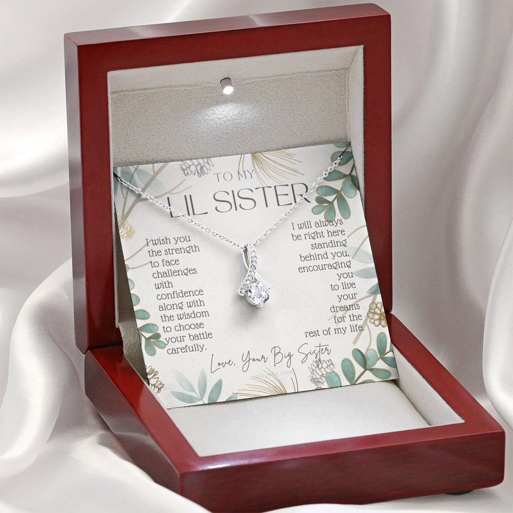 ALLURING BEAUTY Necklace, To My Little Sister, Live Your Dreams, Gift for Little Sister from Big Sister, Sister Birthday, Graduation, Christmas Present