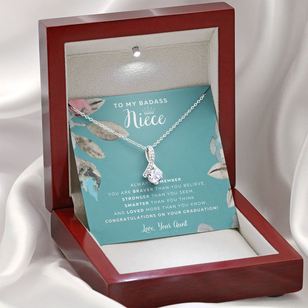 To My Badass Niece, Straighten Your Crown Necklace, Aunt Niece Necklace, Niece Graduation Gift