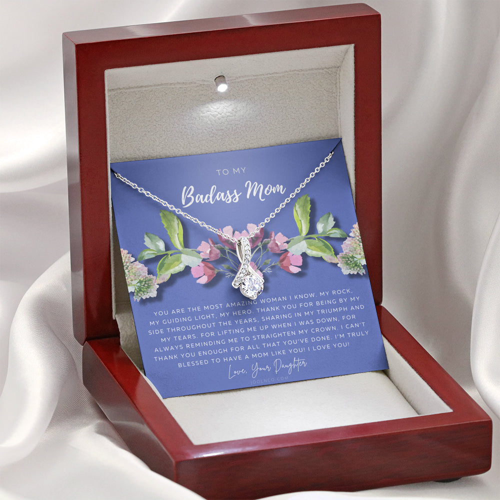 ALLURING BEAUTY Necklace | To My Badass Mom Necklace | Mother’s Day Gift | Daughter to Mom Gift | Gift from Daughter to Mom on Wedding Day | Mom gift | Birthday Gift