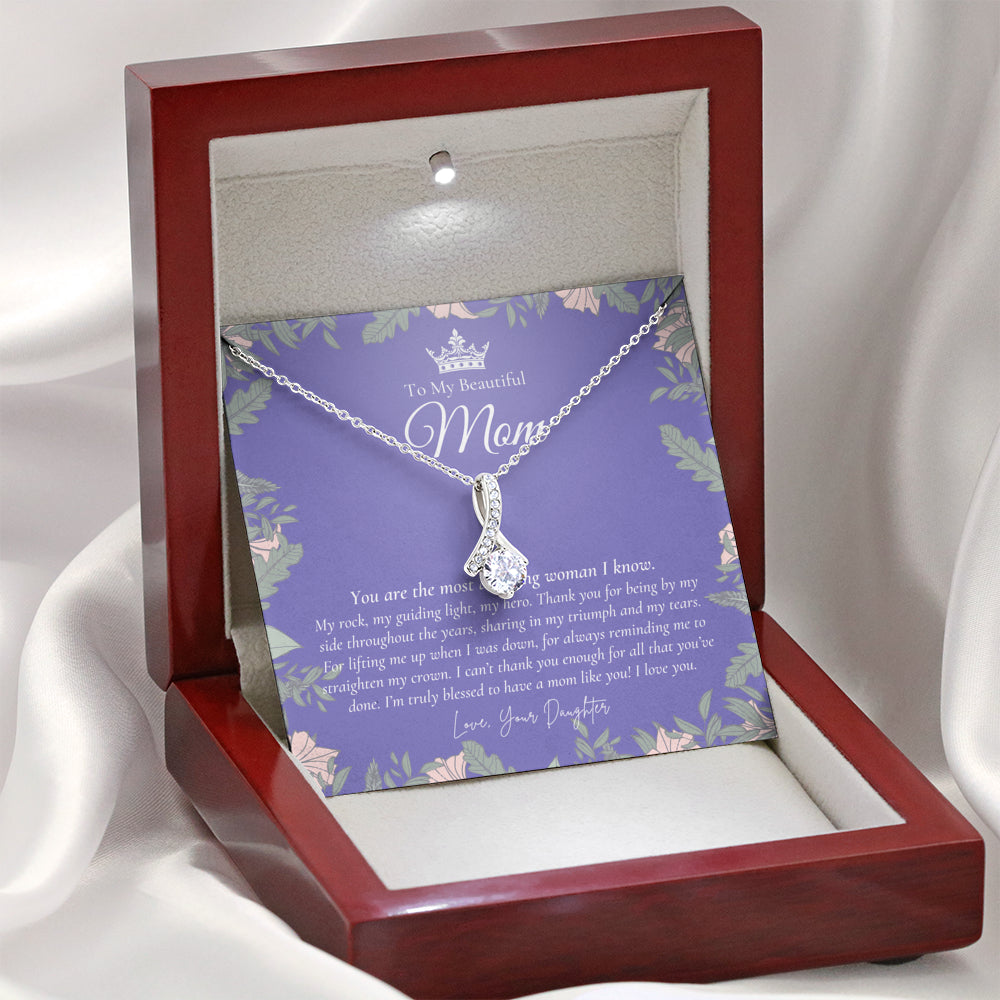 To My Beautiful Mom Necklace | Beautiful Mom Gift | Mother’s Day Gift | Birthday Gift for Mom | Gift from Daughter on Wedding Day