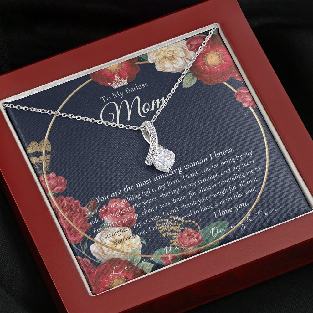 ALLURING BEAUTY Necklace | To My Badass Mom Necklace | Mother’s Day Gift | Daughter to Mom Gift | Gift from Daughter to Mom on Wedding Day | Mom gift | Birthday Gift