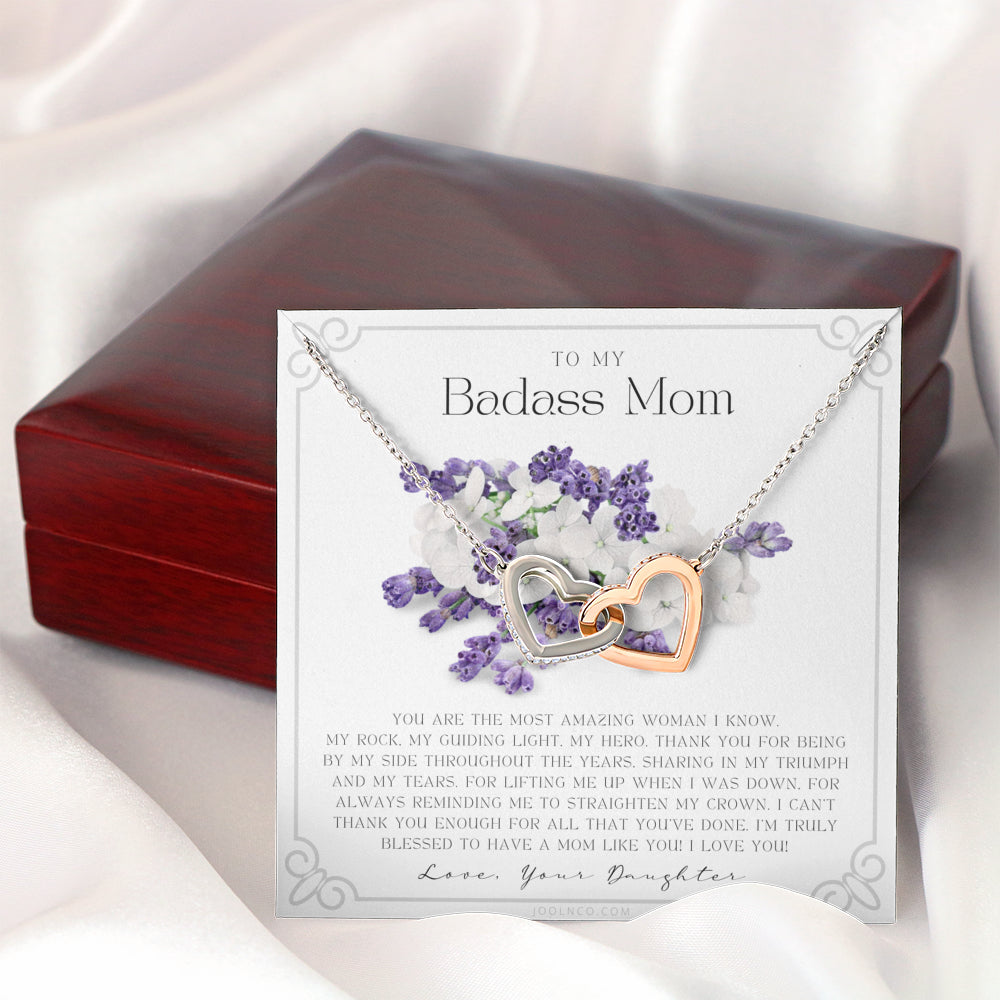 Interlocking Necklace | To My Badass Mom Necklace | Mother’s Day Gift | Daughter to Mom Gift | Gift from Daughter to Mom on Wedding Day | Mom gift | Birthday Gift