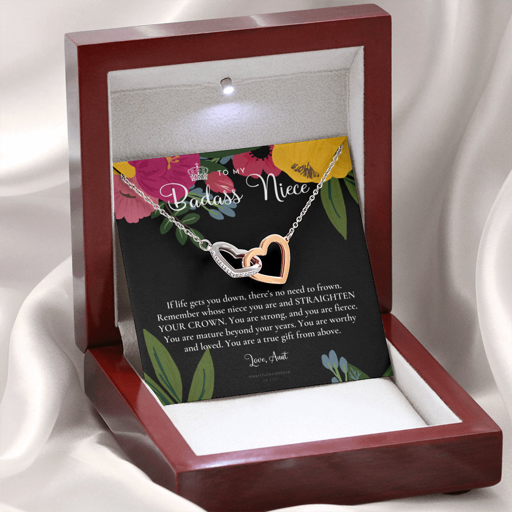 To My Badass Niece, Straighten Your Crown Necklace, Aunt Niece Necklace, Niece Birthday Gift, Niece Graduation Gift