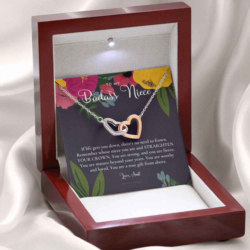 To My Badass Niece, Straighten Your Crown Necklace, Aunt Niece Necklace, Niece Birthday Gift, Niece Graduation Gift
