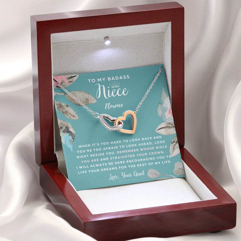To My Badass Niece, Straighten Your Crown Necklace, Aunt Niece Necklace, Niece Birthday Gift, Niece Graduation Gift
