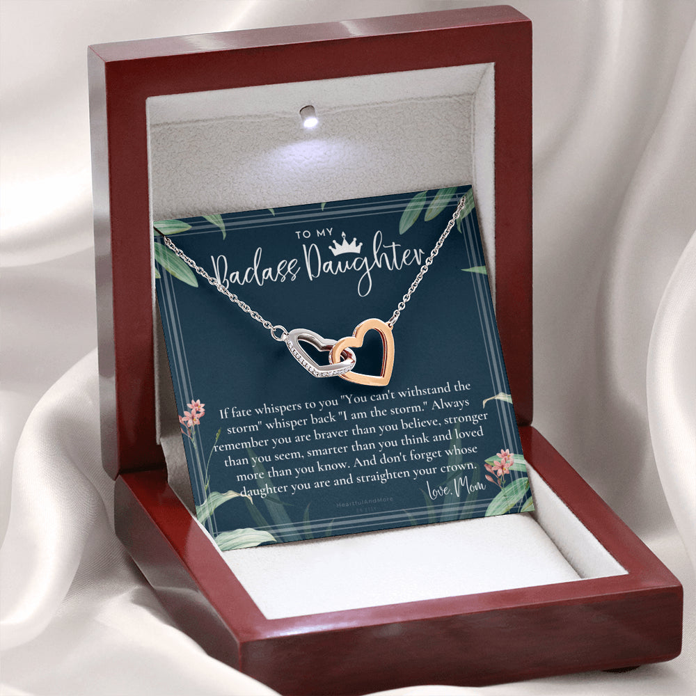 Daughter Gift from Mom, Heart Necklace Daughter Gift, Interlocking Necklace to Daughter, Daughter Graduation, Birthday Gift, Necklace
