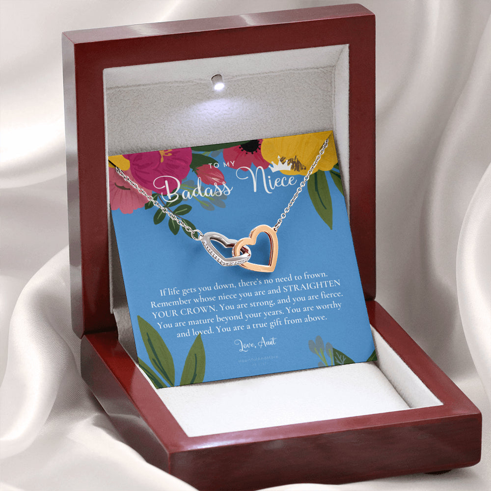 To My Badass Niece, Straighten Your Crown Necklace, Aunt Niece Necklace, Niece Birthday Gift, Niece Graduation Gift