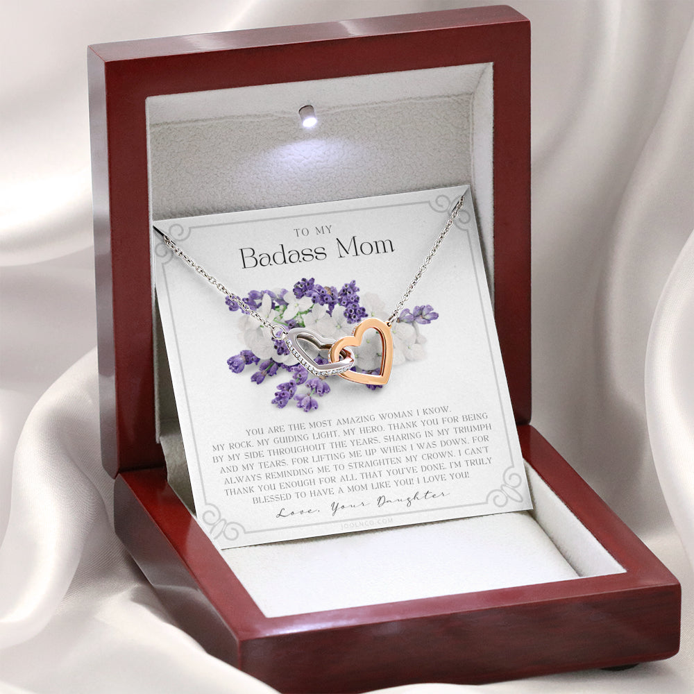 Interlocking Necklace | To My Badass Mom Necklace | Mother’s Day Gift | Daughter to Mom Gift | Gift from Daughter to Mom on Wedding Day | Mom gift | Birthday Gift