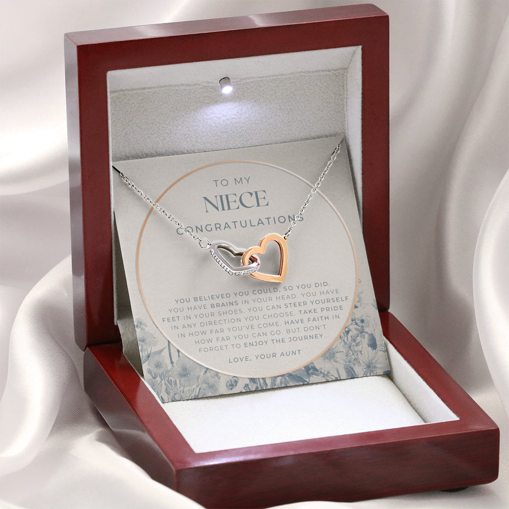 Interlocking Necklace, To My Niece, Live Your Dreams Necklace, Gift for Niece from Aunt, Graduation