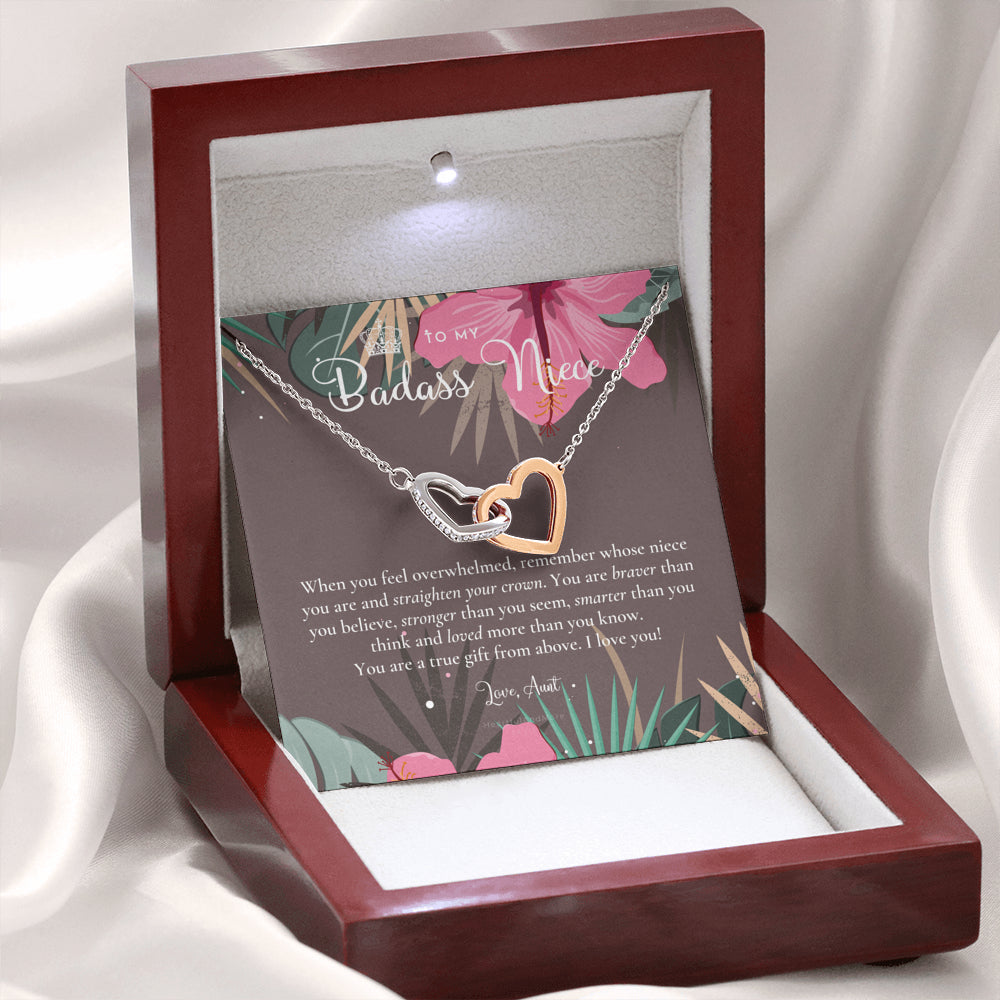To My Badass Niece, Straighten Your Crown Necklace, Aunt Niece Necklace, Niece Birthday Gift, Niece Graduation Gift