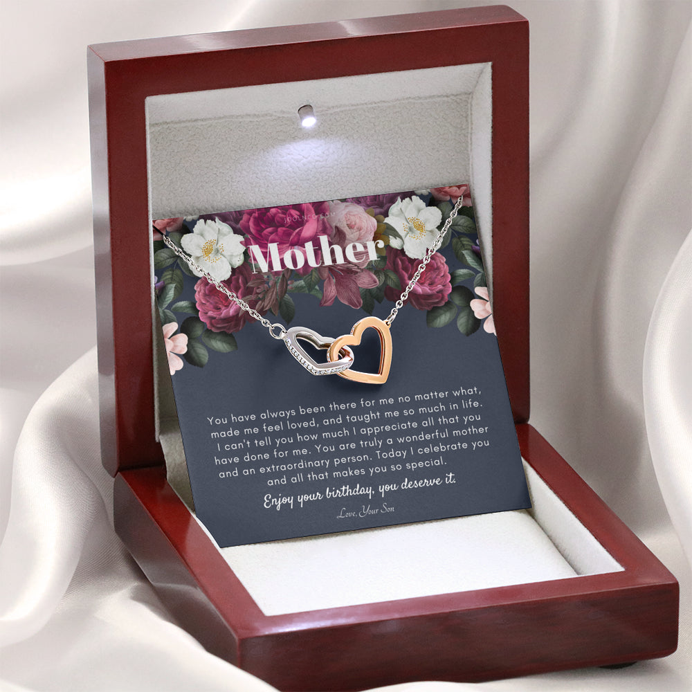 Interlocking Necklace | Mother's Birthday Gift | Necklace for Mom's birthday | Elegant Gift For Mom from Son | Best Mom Gift Message Card